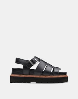 Clarks Black Orianna Leather Twist Sandal Standard Fit
