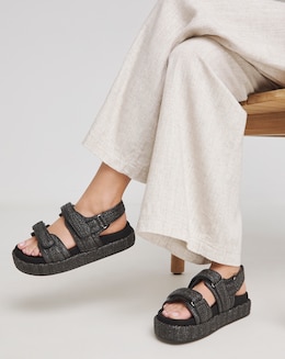 Simply Be Nyra Raffia Chunky Footbed Sandals - Extra Wide Fit (EEE)