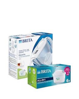 Brita Marella Cool White Jug and MAXTRA PRO All-in-1 Filters - 6 Pack