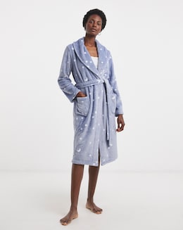 Supersoft Dressing Gown Moon &amp; Stars Print Blue