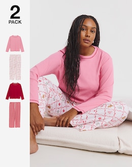 Simply Be (2 Pack) Christmas Ribbed Pyjama Sets