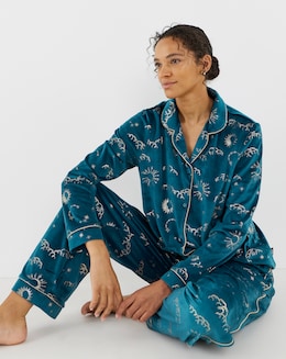 Chelsea Peers Velour Button Up Printed Pyjama Set