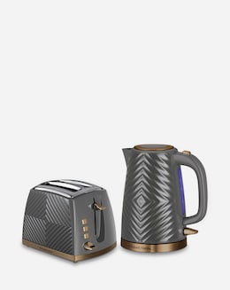 Russell Hobbs Groove Kettle &amp; Toaster Bundle Grey