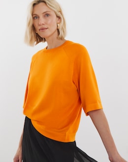Orange Half Sleeve Knitted T-shirt