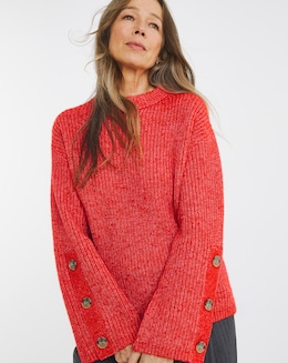 Paprika Button Sleeve Jumper