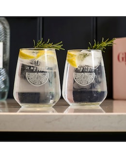 Gin is My Tonic' Pair of Stemless Glasses