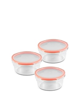 LocknLock Ovenglass Set of 3 Round 650ml Glass Containers