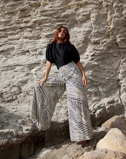 Ro&amp;Zo Neutral Animal Print Wide Leg Trouser