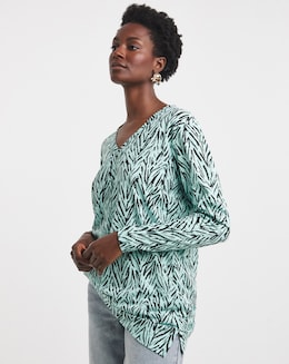 V-Neck Split Hem Slouch T-Shirt