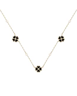 Radley Gold Plated Black Flower Necklace
