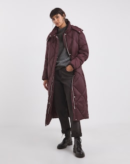 Plum Diamond Padded Duvet Coat