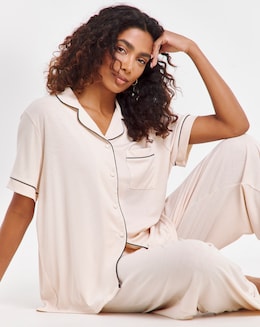 Pretty Secrets Supersoft Ribbed Button Through Pyjama Set