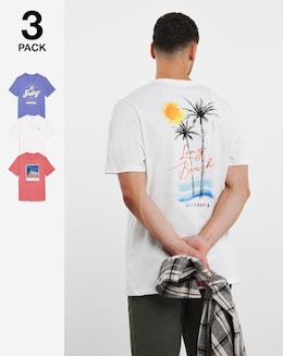 3 Pack Cali Print Graphic T-shirts
