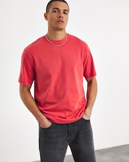 Garment Dyed Relaxed Fit T-Shirt- Red
