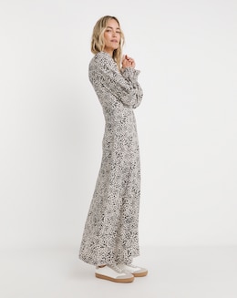 Long Sleeve V Neck Jersey Tea Dress