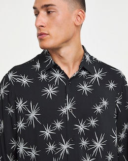 Long Sleeve Fireworks Print Shirt