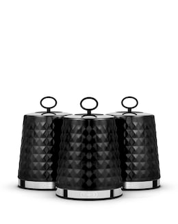 Tower Solitaire Set of 3 Canisters-Black