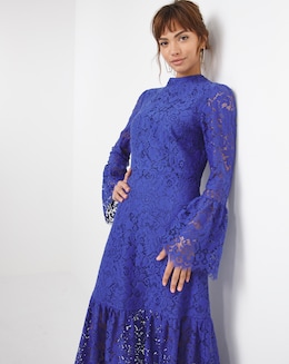 Joanna Hope Cobalt Lace Midi Dress