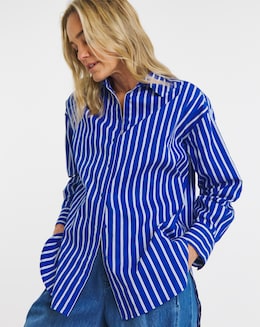 Cotton Poplin Oversized Stripe Shirt