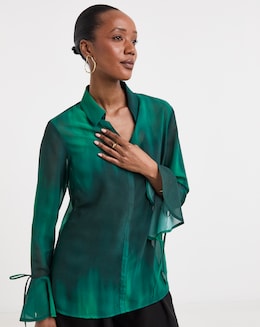 Georgette Frill Cuff Collar Blouse