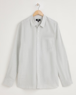 Grey Long Sleeve Gingham Cotton Shirt