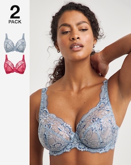 Pretty Secrets 2 Pack Ella Lace Full Cup Wired Bras B-J