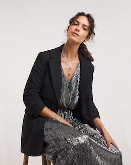 Black Relaxed Twill Blazer