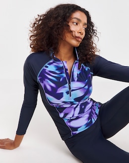 Sports Swim Zip Up Rash Guard