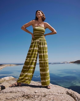 Shirred Bandeau Beach Jumpsuit