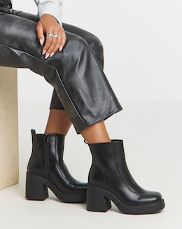 Lina Square Toe Platform Ankle Boots - Wide Fit (E)