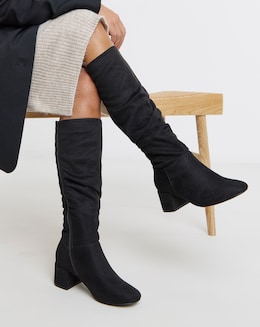 Hattie Ruched Knee High Stretch Boots - Extra Wide Fit (EEE) &amp; Super Curvy Calf