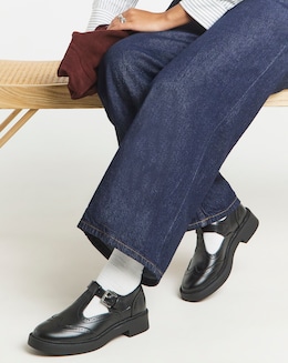 North T Bar Brogue Mary Jane Shoes - Extra Wide Fit (EEE)