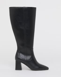 Soprano Block Heel Pointed Knee High Boots Extra Wide Fit (EEE) Super Curvy Calf