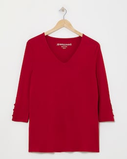 Button Detail V Neck Top