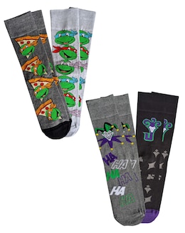 Mens 4pk The Joker &amp; Turtles Gift Socks