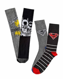 Mens 4pk Superman &amp; Batman Socks