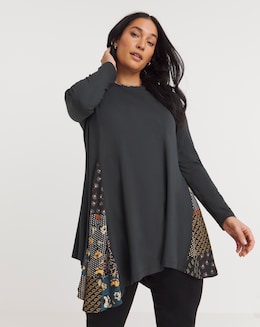 Joe Browns Black Patchwork Longline Waterfall Jersey Tunic