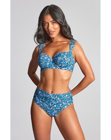 Panache Bette Balcony Wired Wide Strap Bikini Top Blue Posy Print