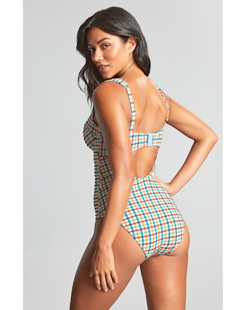 Panache Monica Balcony Wired Wide Strap Swimsuit Seersucker Check