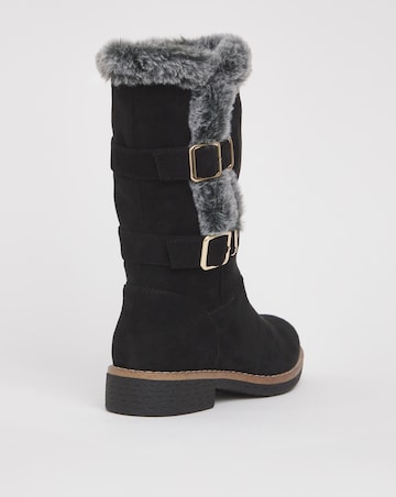 Cushion Walk Lined Winter Boot With Buckle Crepe Sole Wide E Fit