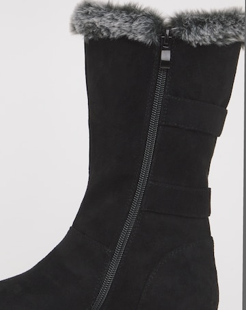 Cushion Walk Lined Winter Boot With Buckle Crepe Sole Wide E Fit