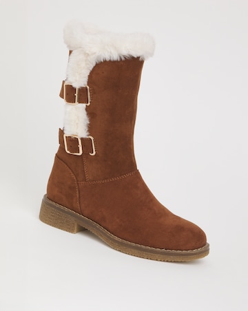 Cushion Walk Lined Winter Boot With Buckle Crepe Sole Wide E Fit