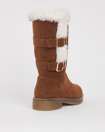 Cushion Walk Lined Winter Boot With Buckle Crepe Sole Wide E Fit