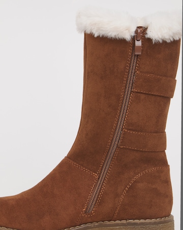 Cushion Walk Lined Winter Boot With Buckle Crepe Sole Wide E Fit