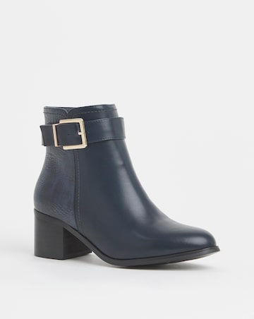 Cushion Walk Block Heel Buckle Boot Wide E Fit