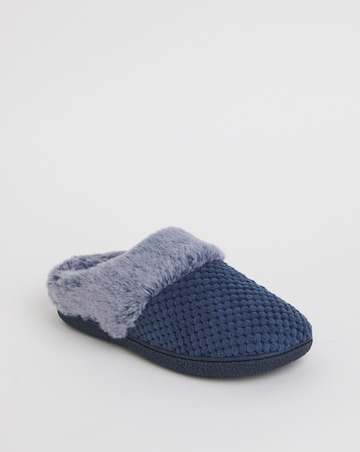 Cushion Walk Cosy Waffle Mule Slipper Extra Wide EEE Fit