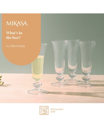 Mikasa Salerno Set of 4 Crystal Champagne Glass Set
