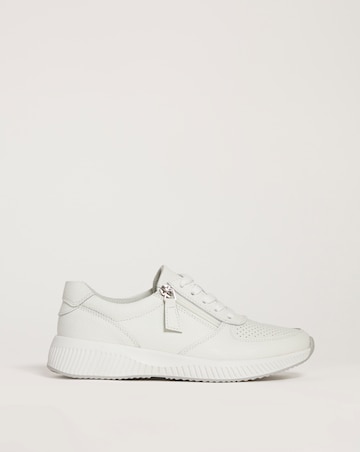 Leather Lace Trainer With Zip Detail E Fit