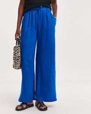 Cobalt Linen Mix Wide Leg Trousers