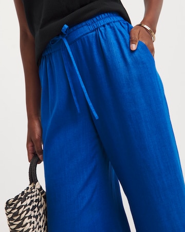 Cobalt Linen Mix Wide Leg Trousers